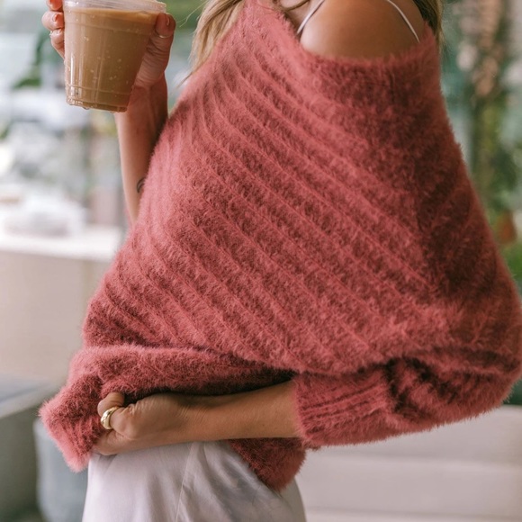 NWT! - LoveStitch | Blissful Fuzzy Ribbed Boatneck - Picture 4 of 10